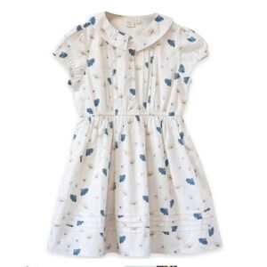 Beet World Girls size 9 10 Cotton Sawyer Dress Blue Floral elastic waist EUC